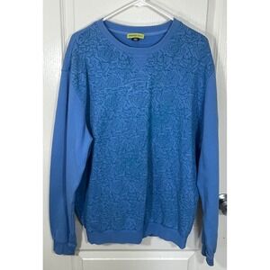 Versace Jeans Men Pullover Sweatshirt XXL Blue Designer Luxury Floral Streetwear